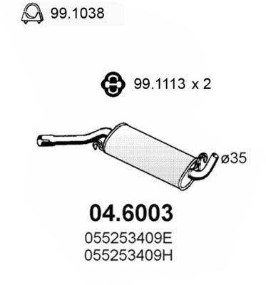 046003 ASSO Средний глушитель выхлопных газов