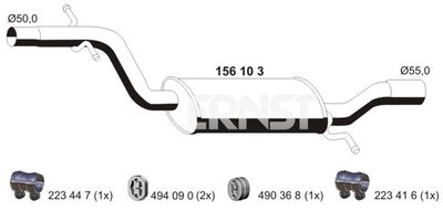 156103 ERNST Средний глушитель выхлопных газов