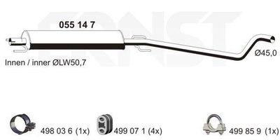 055147 ERNST Средний глушитель выхлопных газов