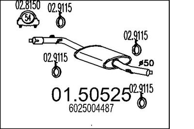 0150525 MTS Средний глушитель выхлопных газов