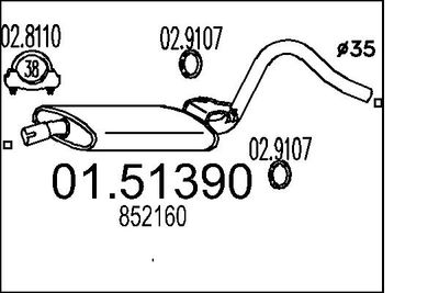0151390 MTS Средний глушитель выхлопных газов