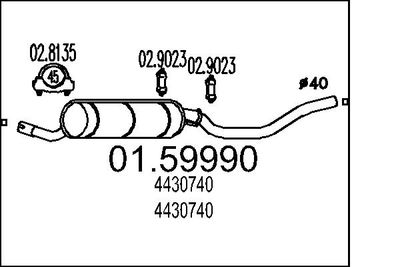 0159990 MTS Средний глушитель выхлопных газов