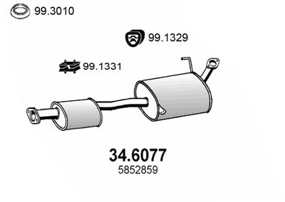 346077 ASSO Средний глушитель выхлопных газов