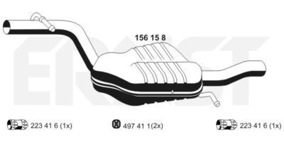 156158 ERNST Средний глушитель выхлопных газов