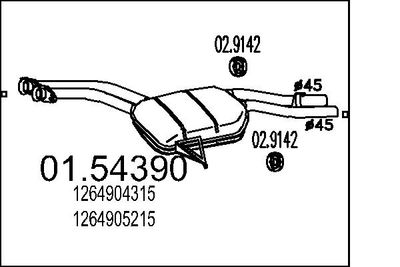 0154390 MTS Средний глушитель выхлопных газов