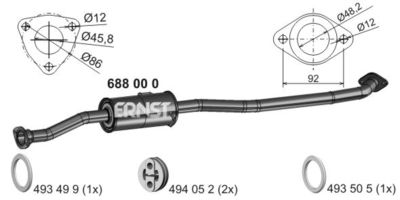 688000 ERNST Средний глушитель выхлопных газов