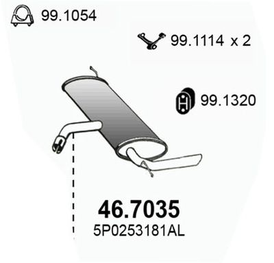 467035 ASSO Глушитель выхлопных газов конечный