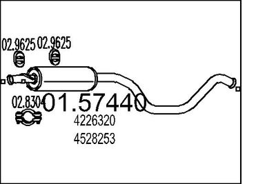 0157440 MTS Средний глушитель выхлопных газов
