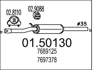 0150130 MTS Средний глушитель выхлопных газов
