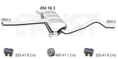 204163 ERNST Средний глушитель выхлопных газов