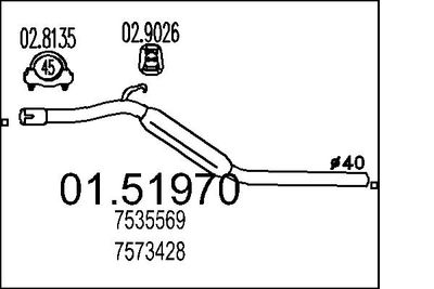 0151970 MTS Средний глушитель выхлопных газов