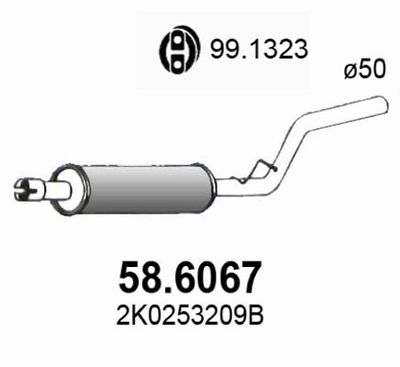 586067 ASSO Средний глушитель выхлопных газов