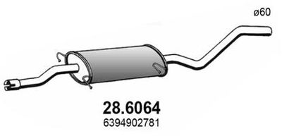 286064 ASSO Средний глушитель выхлопных газов