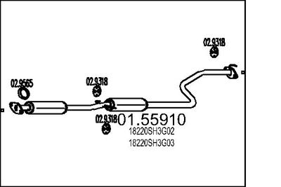 0155910 MTS Средний глушитель выхлопных газов