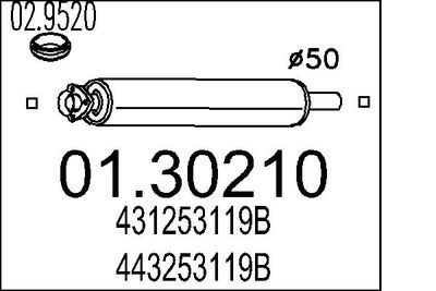 0130210 MTS Предглушитель выхлопных газов