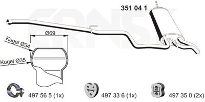 351041 ERNST Глушитель выхлопных газов конечный