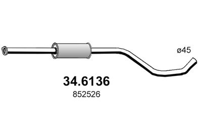 346136 ASSO Средний глушитель выхлопных газов