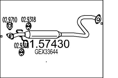0157430 MTS Средний глушитель выхлопных газов