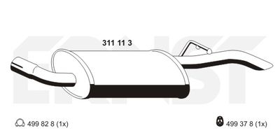 311113 ERNST Глушитель выхлопных газов конечный