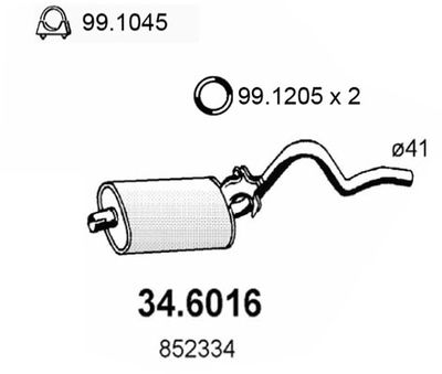 346016 ASSO Средний глушитель выхлопных газов