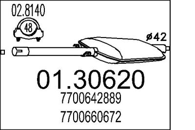 0130620 MTS Предглушитель выхлопных газов