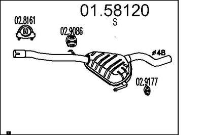 0158120 MTS Средний глушитель выхлопных газов