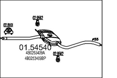 0154540 MTS Средний глушитель выхлопных газов