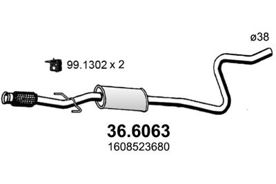 366063 ASSO Средний глушитель выхлопных газов