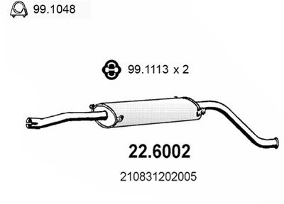 226002 ASSO Средний глушитель выхлопных газов