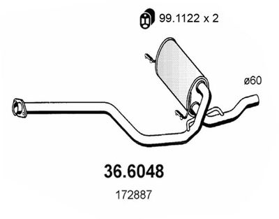 366048 ASSO Средний глушитель выхлопных газов
