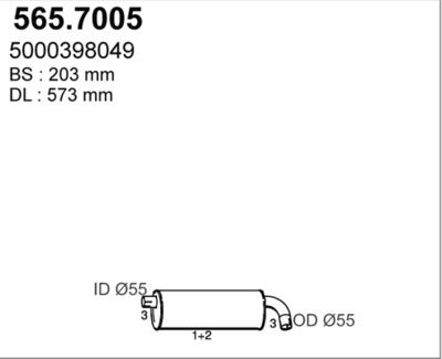 5657005 ASSO Средний  конечный глушитель ОГ