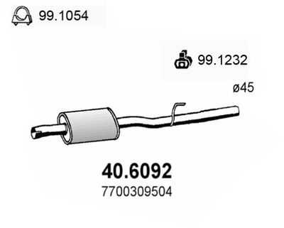 406092 ASSO Средний глушитель выхлопных газов