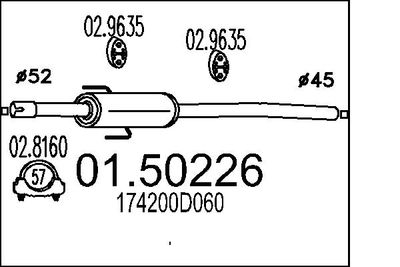 0150226 MTS Средний глушитель выхлопных газов
