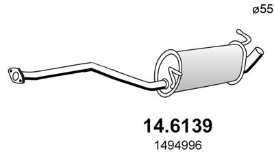 146139 ASSO Средний глушитель выхлопных газов