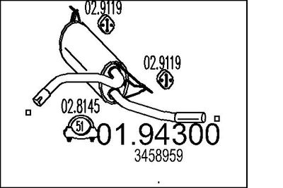 0194300 MTS Глушитель выхлопных газов конечный