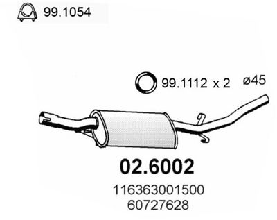 026002 ASSO Средний глушитель выхлопных газов