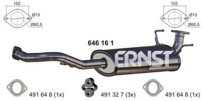 646161 ERNST Средний глушитель выхлопных газов