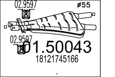 0150043 MTS Средний глушитель выхлопных газов