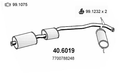 406019 ASSO Средний глушитель выхлопных газов