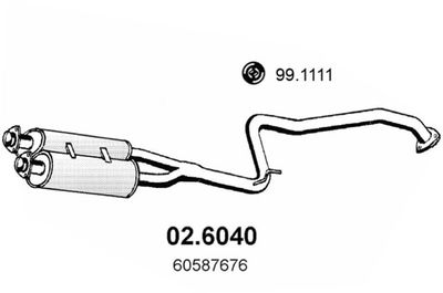 026040 ASSO Средний глушитель выхлопных газов