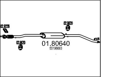 0180640 MTS Средний глушитель выхлопных газов