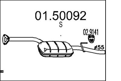 0150092 MTS Средний глушитель выхлопных газов