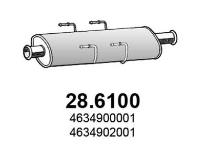 286100 ASSO Средний глушитель выхлопных газов