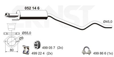 052146 ERNST Средний глушитель выхлопных газов
