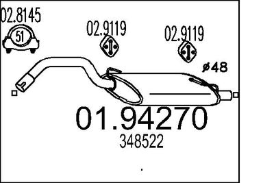 0194270 MTS Глушитель выхлопных газов конечный