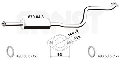 670043 ERNST Средний глушитель выхлопных газов
