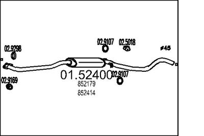0152400 MTS Средний глушитель выхлопных газов