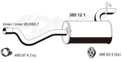 385121 ERNST Глушитель выхлопных газов конечный