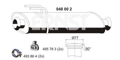 048002 ERNST Средний глушитель выхлопных газов