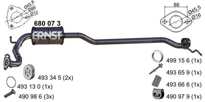 680073 ERNST Средний глушитель выхлопных газов